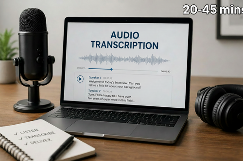 20-45 minutes Clear audio transcription